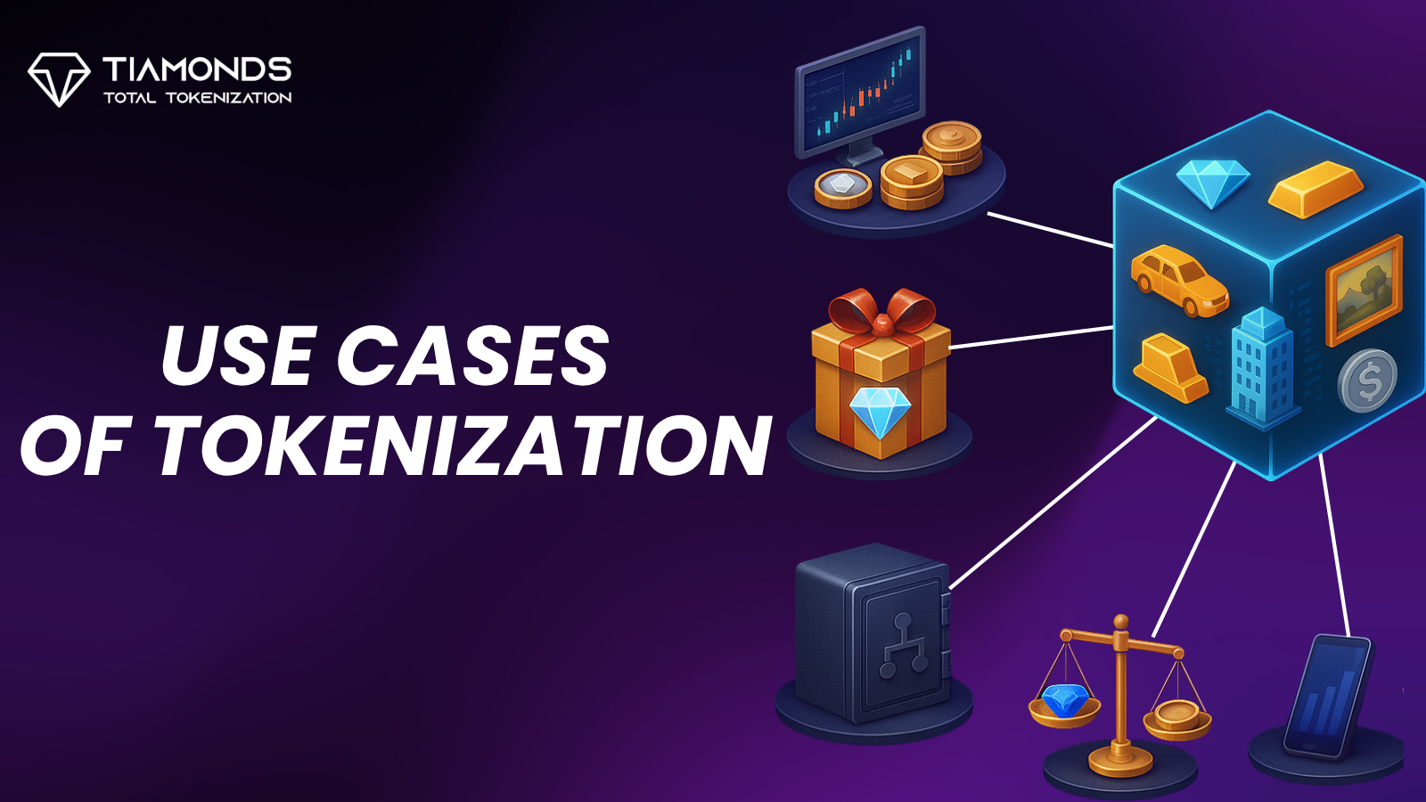 Illustration showing real-life use cases of asset tokenization