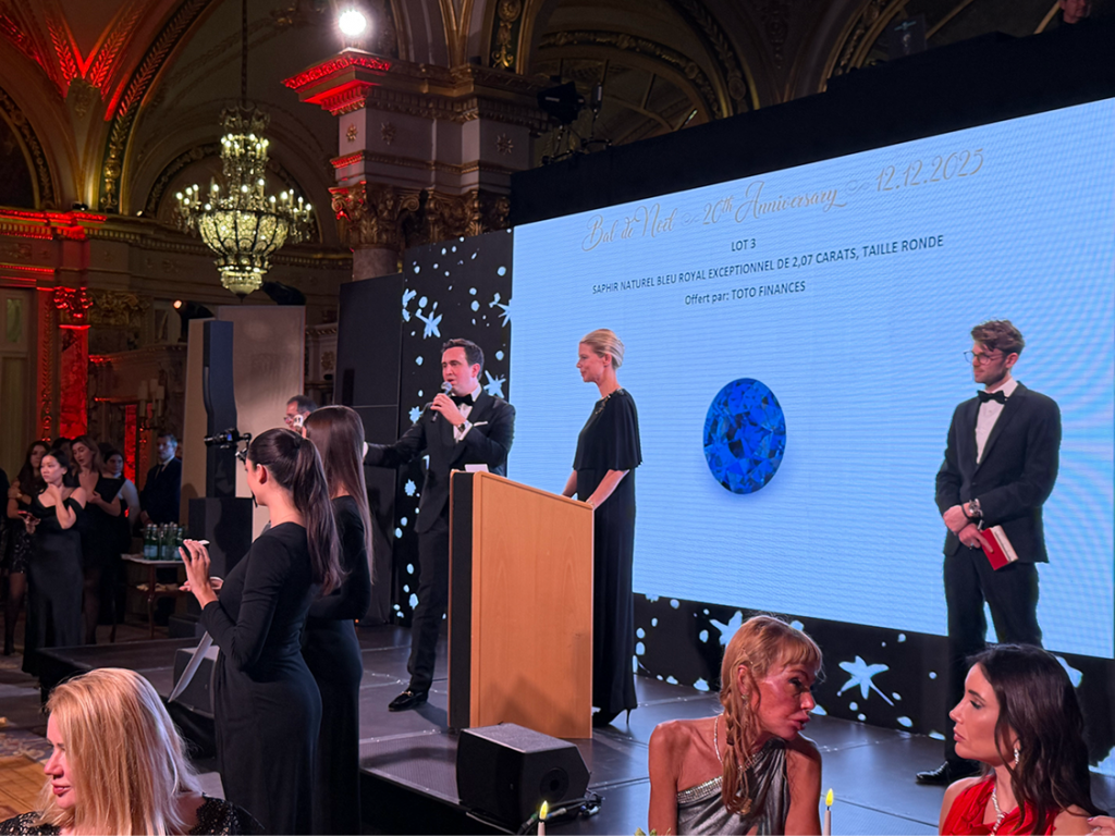 20th anniversary of Le Bal de Noël in Monaco, including the auction moment and event highlights.